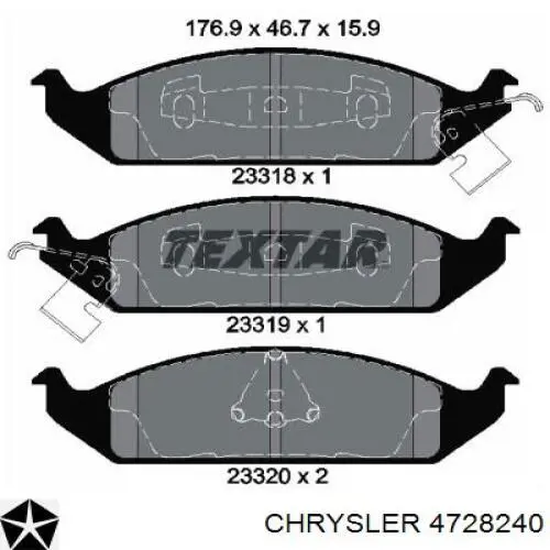 Передние тормозные колодки 4728240 Chrysler