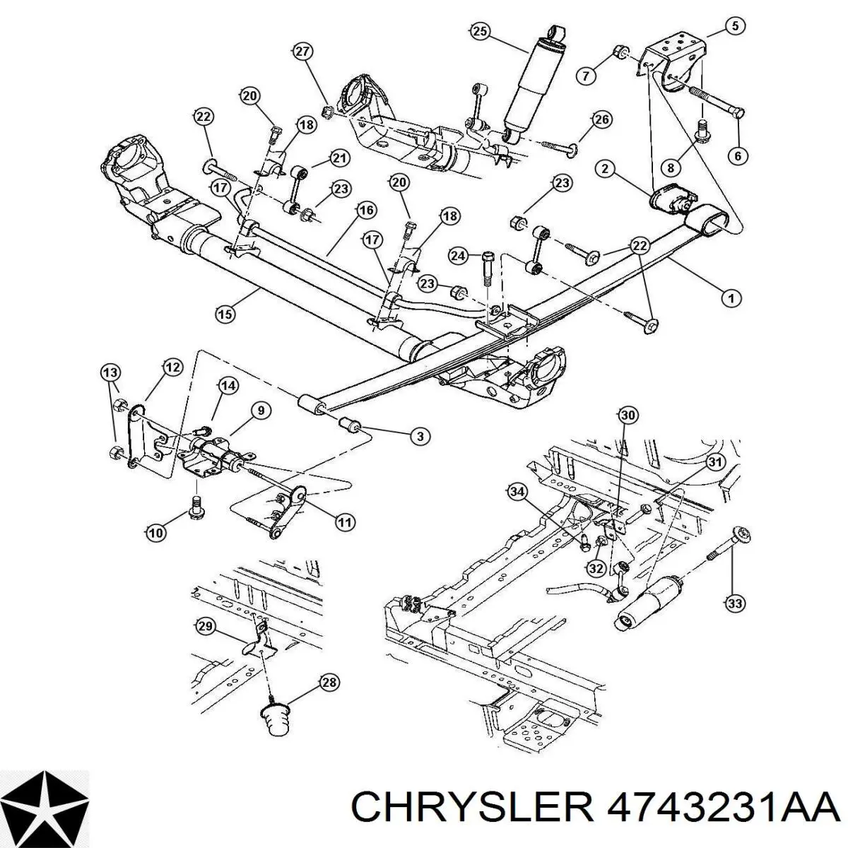 4743231AA Chrysler амортизатор задний
