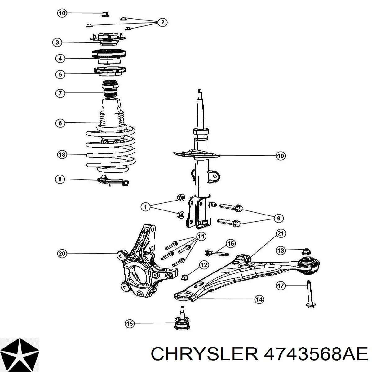 4743568AE Chrysler Цапфа - поворотный кулак передний, правый