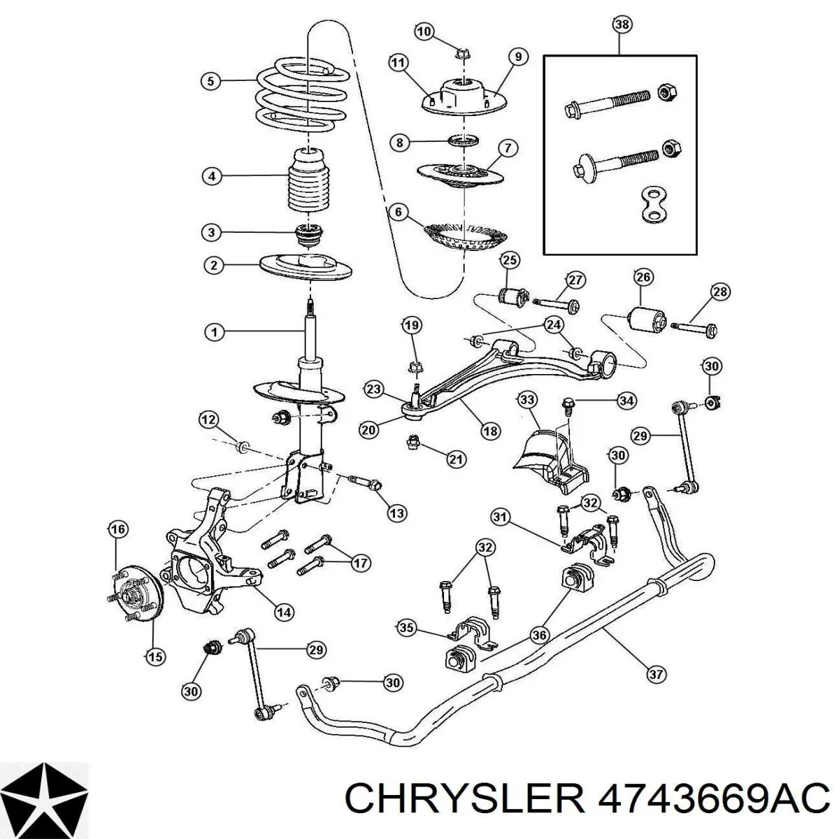 4743669AC Chrysler стойка стабилизатора переднего