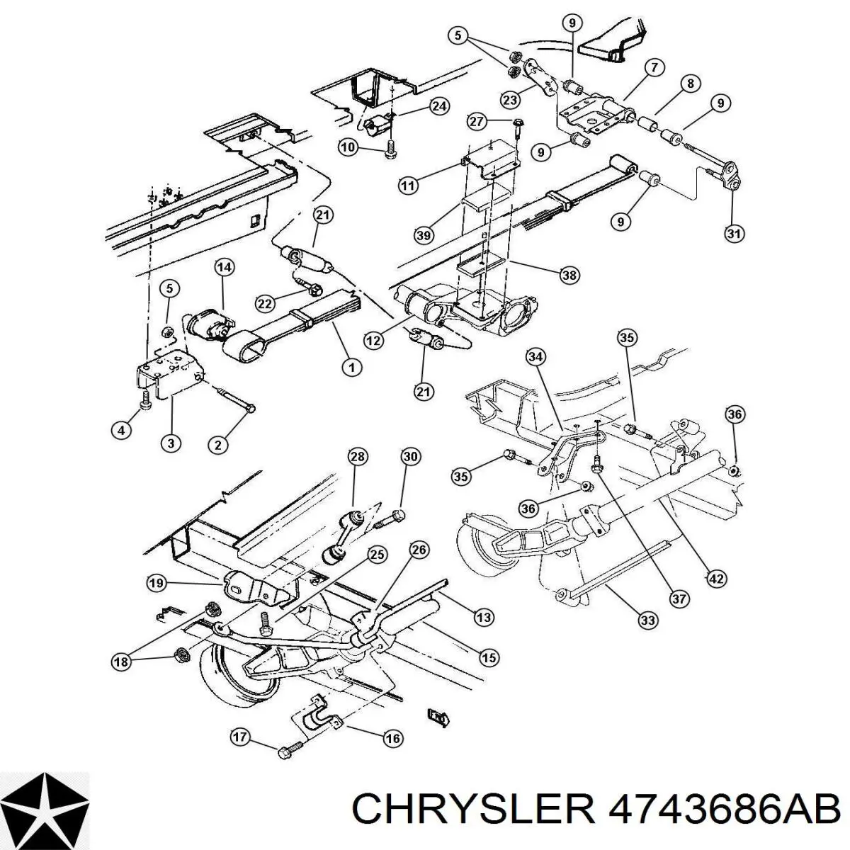 4743686AB Chrysler амортизатор задний