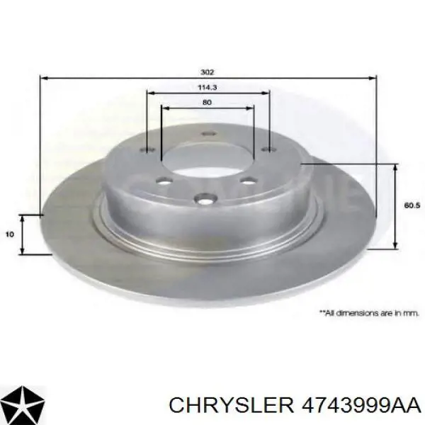 Диск тормозной задний CHRYSLER 4743999AA