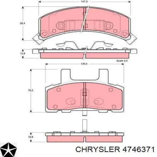 Передние тормозные колодки 4746371 Chrysler