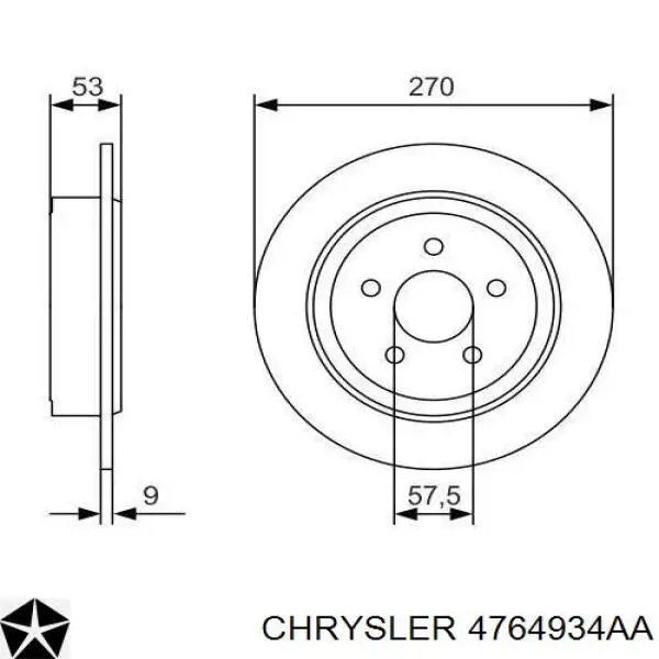 Тормозные диски 4764934AA Chrysler