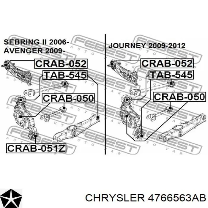 4766563AB Chrysler pino moente (extremidade do eixo traseiro esquerdo)