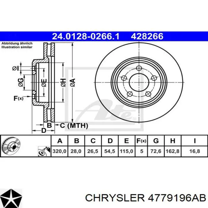 Тормоз дисковый передний Chrysler 4779196AB цена, от 76.61 USD