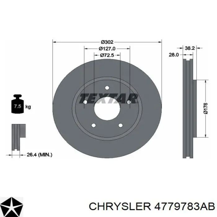 4779783AB Chrysler disco do freio dianteiro