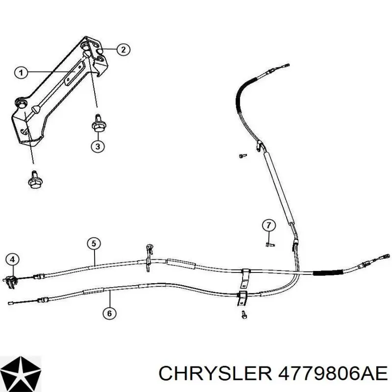 4779806AE Chrysler cabo do freio de estacionamento traseiro esquerdo