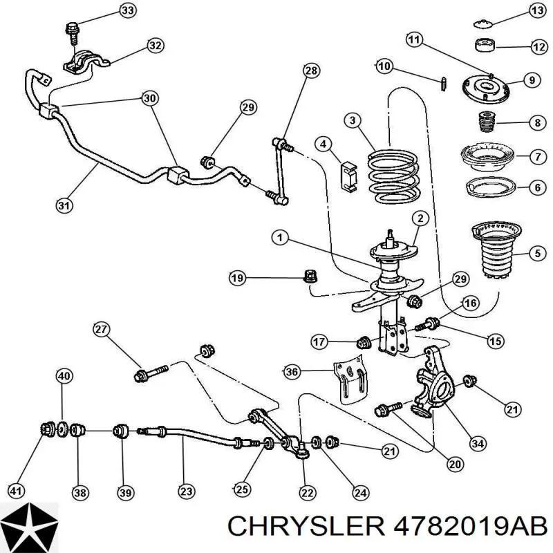 Купить 04782019AB Chrysler Опора амортизатора переднего левого