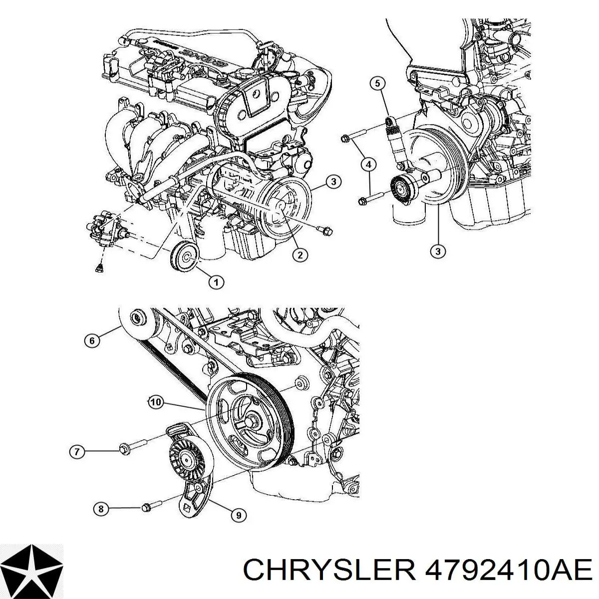 4792410AE Chrysler натяжитель приводного ремня