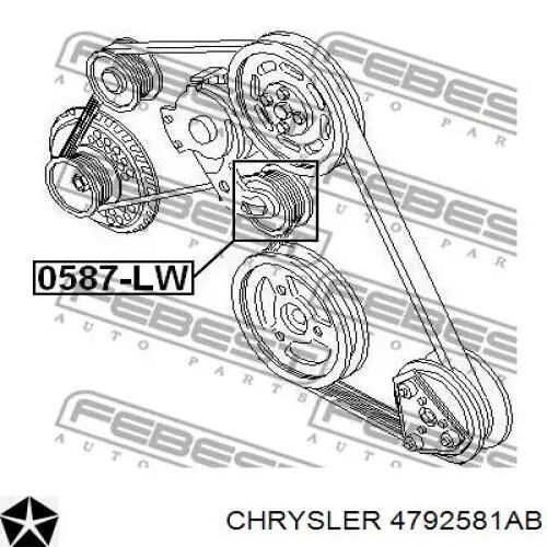 Паразитный ролик приводного ремня Chrysler 4792581AB цена, от 16.24 USD