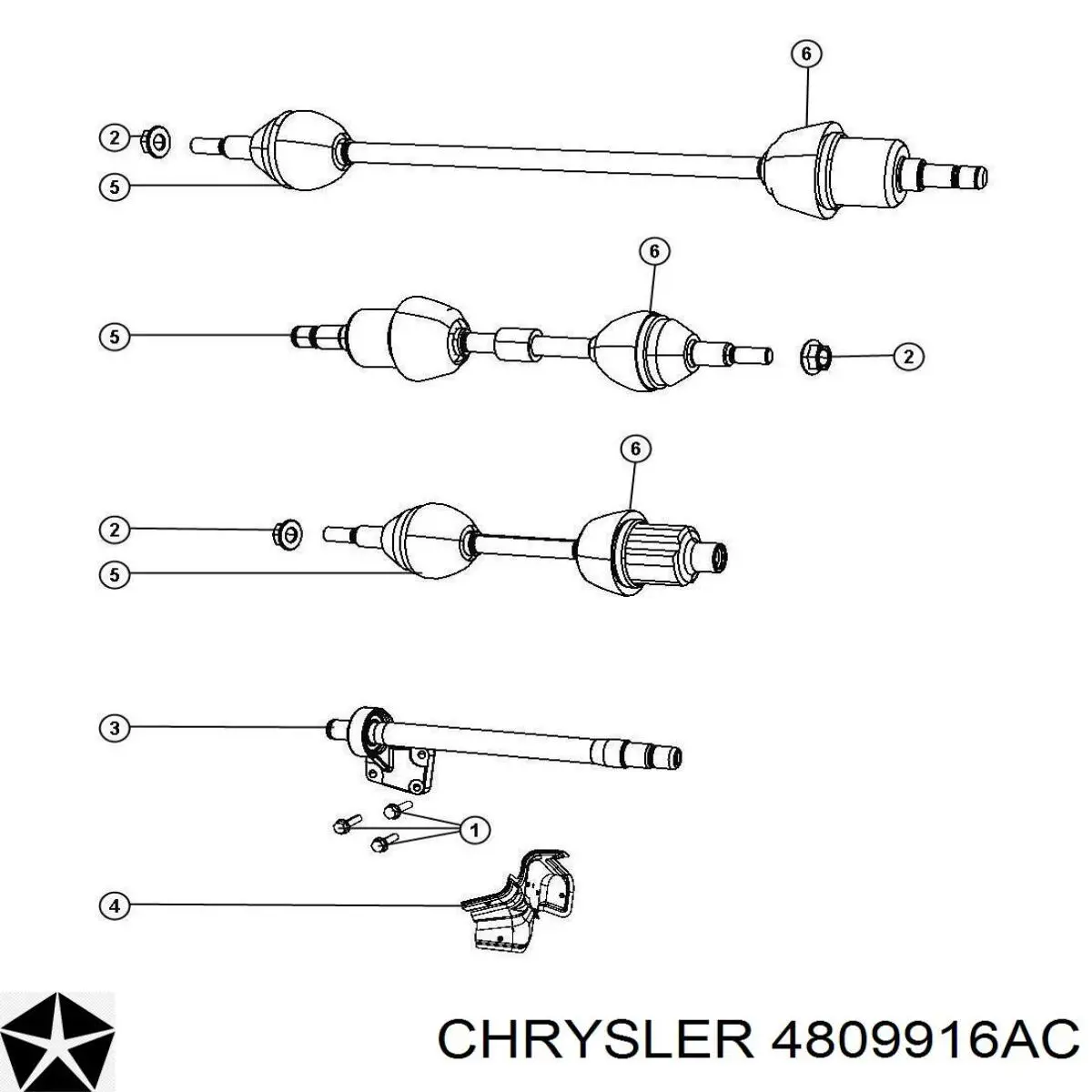 4809916AC Chrysler вал привода полуоси промежуточный