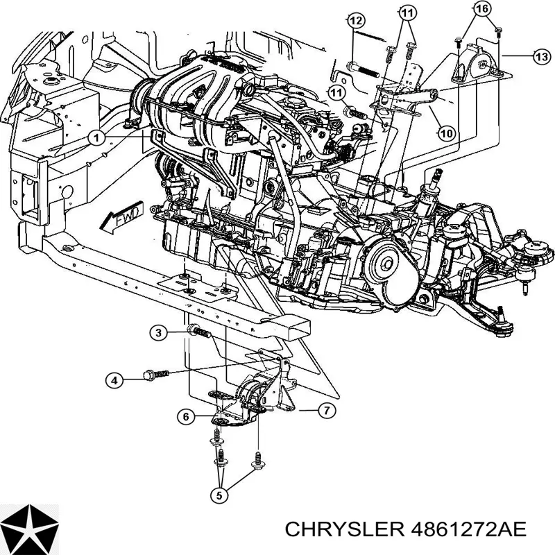 Купить 4861272AE Chrysler Передняя опора двигателя