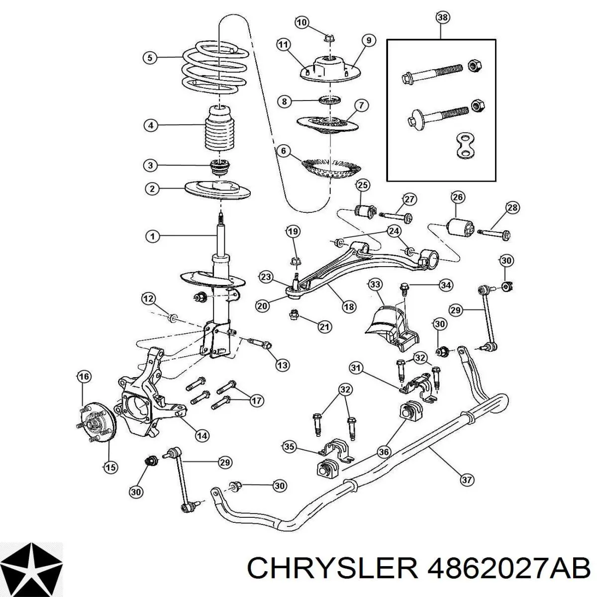 4862027AB Chrysler опора амортизатора переднего