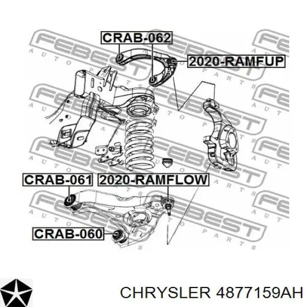 Рычаг передней подвески нижний левый 4877159AH Chrysler