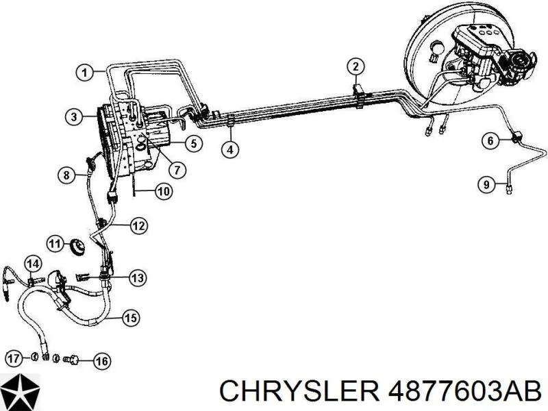 4877603AB Chrysler шланг тормозной передний левый