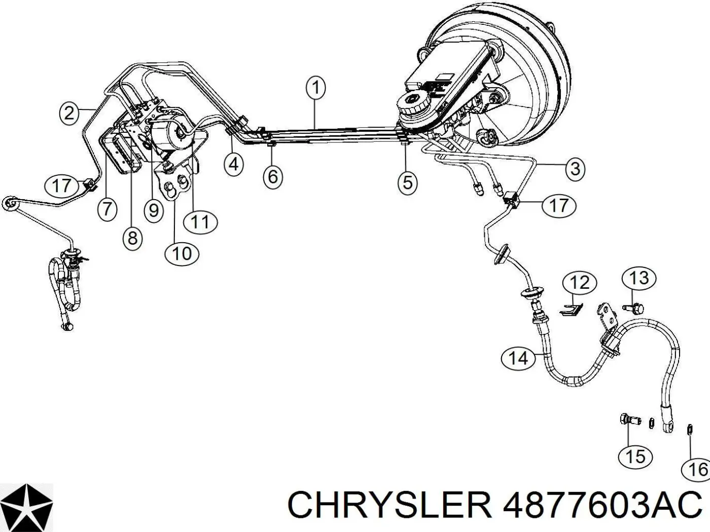 4877603AC Chrysler шланг тормозной передний левый