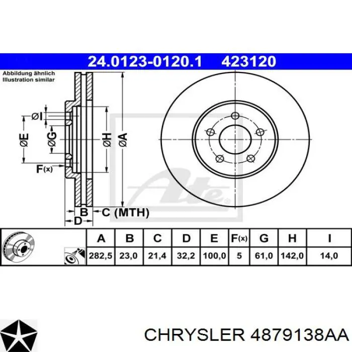 Тормоз дисковый передний Chrysler 4879138AA цена, от 27.62 USD