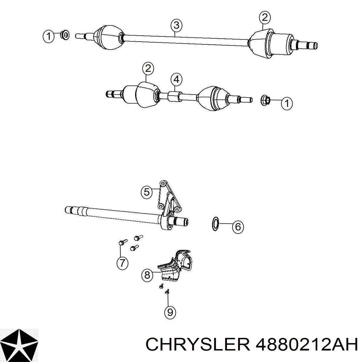 Полуось (привод) передняя правая 4880212AH Chrysler