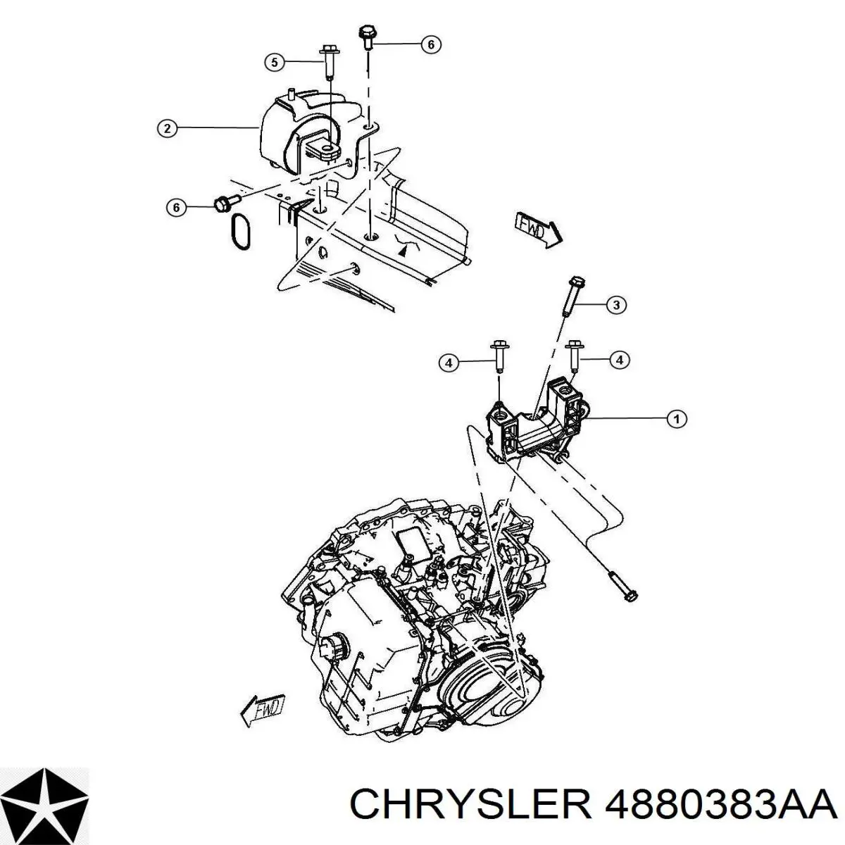 4880383AA Chrysler Подушка (опора) двигателя, левая