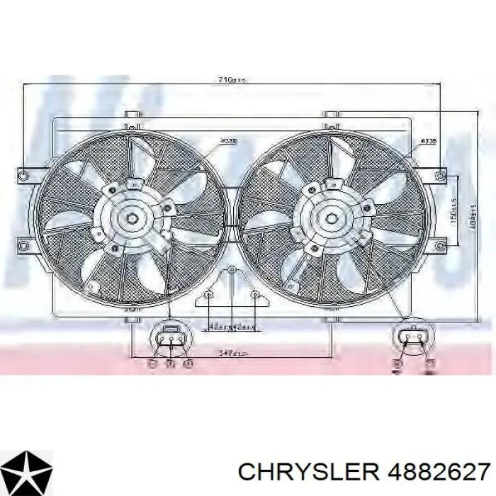 4882627 Chrysler электровентилятор охлаждения в сборе (мотор+крыльчатка)