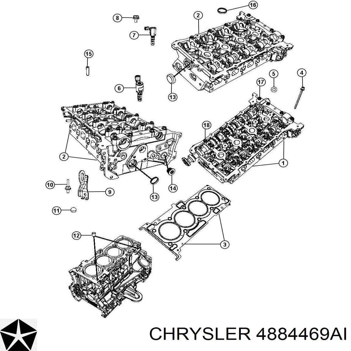 4884469AI Chrysler головка блока цилиндров (гбц)