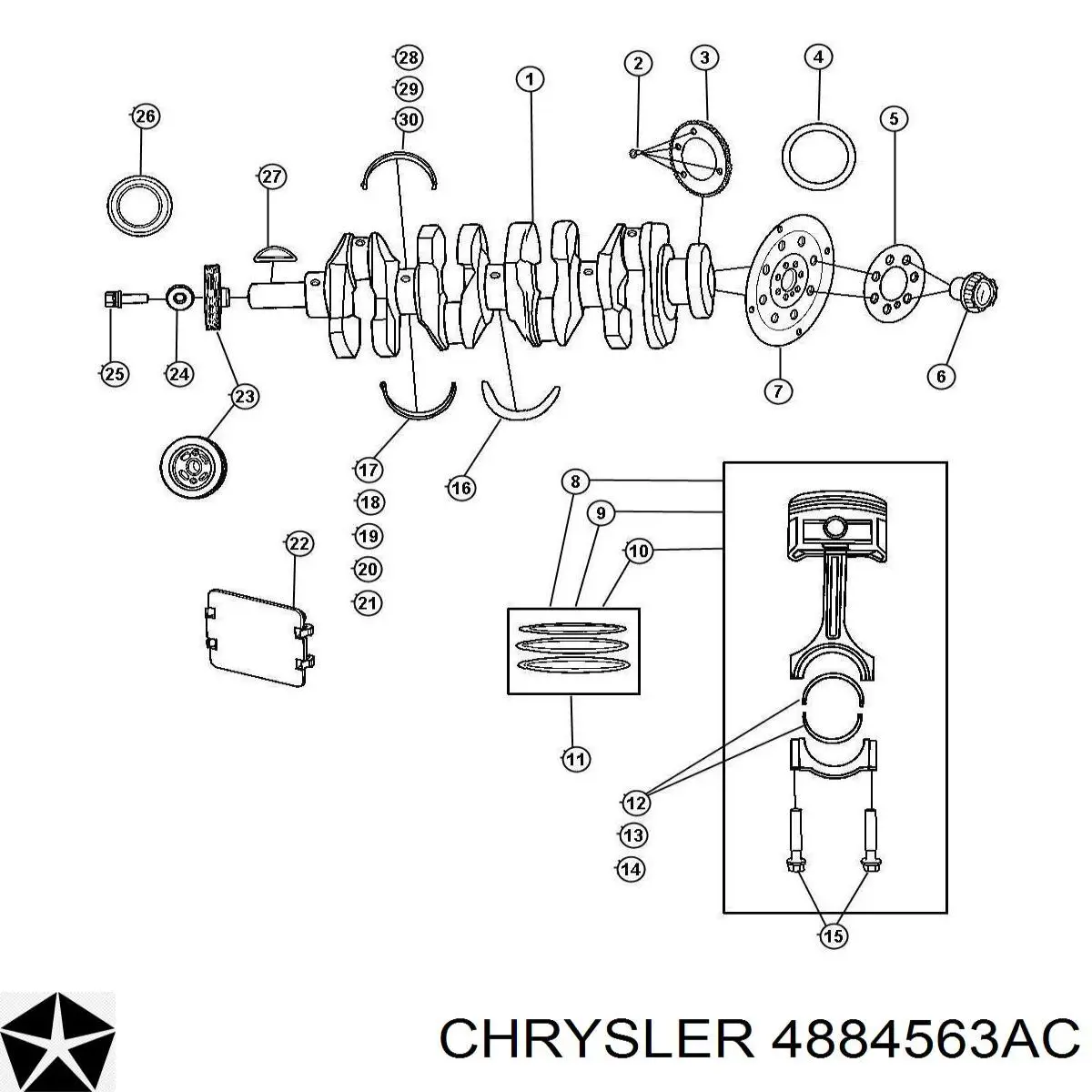 4884563AC Chrysler коленвал двигателя