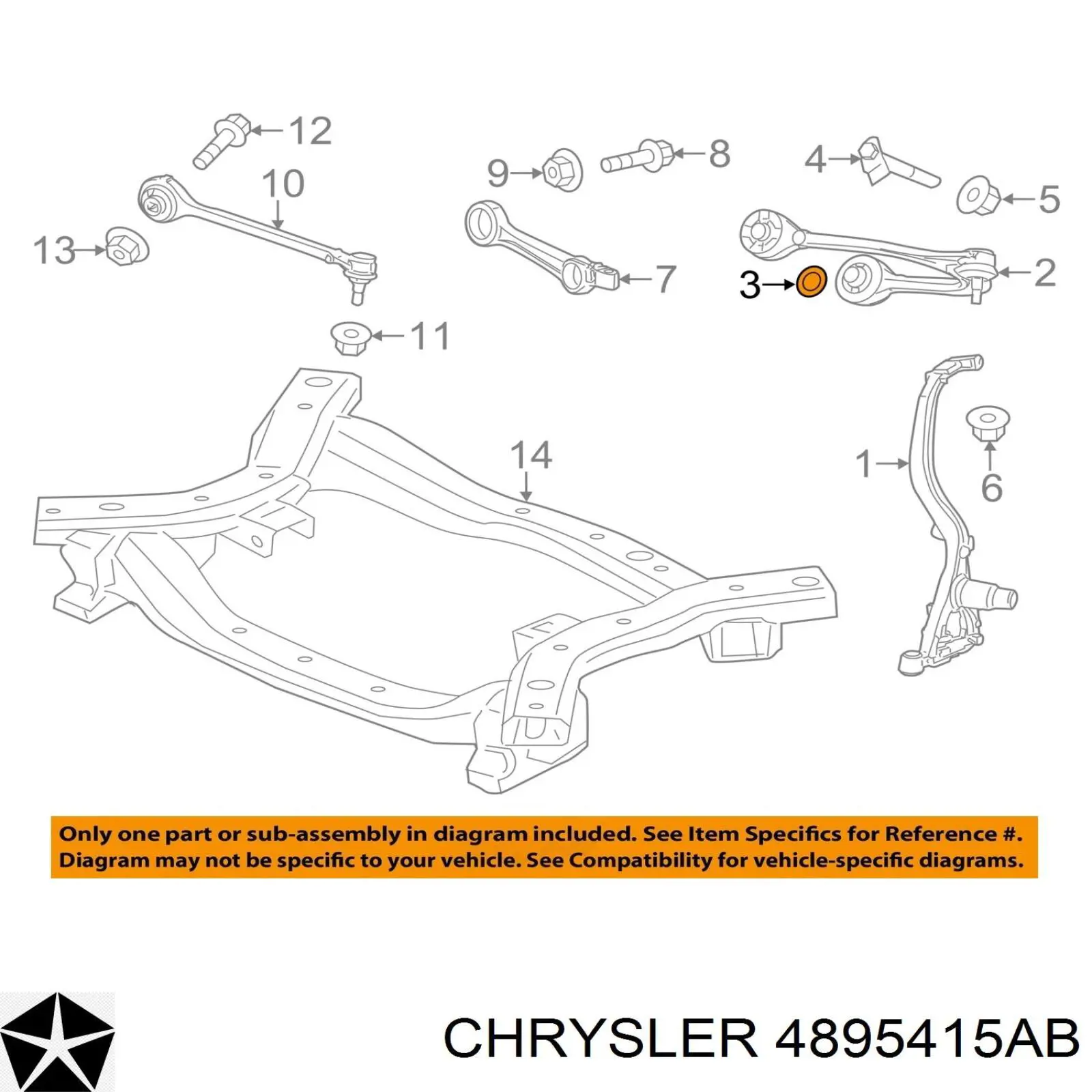 Сайлентблок передней подвески Chrysler 04895415AB цена, от 0.88 USD