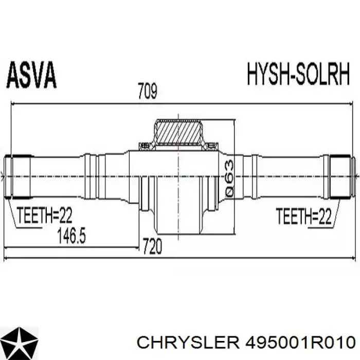 Полуось (привод) передняя левая 495001R010 Chrysler