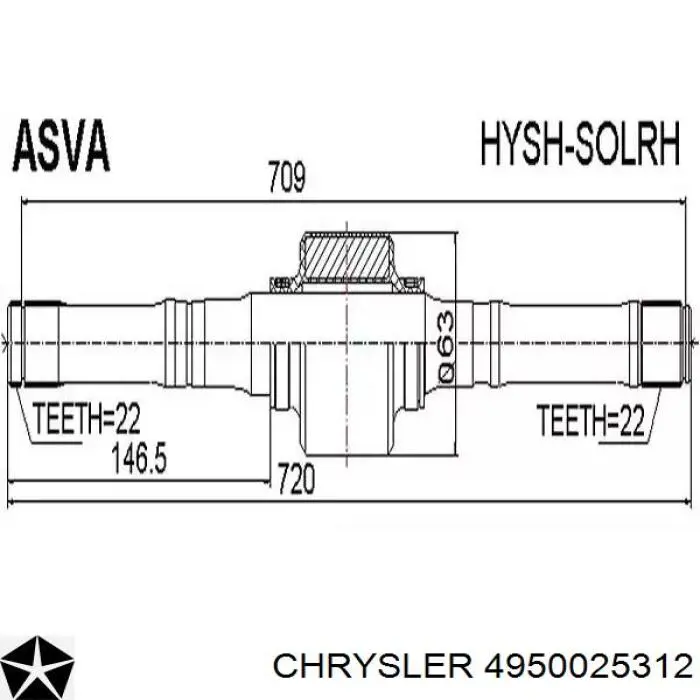 4950025312 Chrysler semieixo (acionador dianteiro direito)