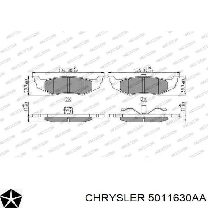 Задние тормозные колодки 5011630AA Chrysler