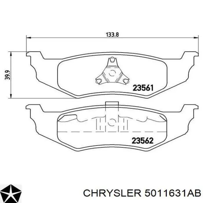 Задние тормозные колодки 5011631AB Chrysler