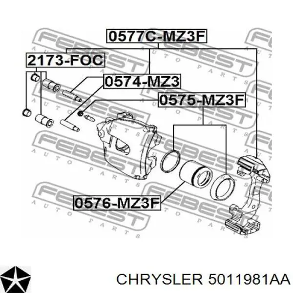 5011981AA Chrysler ремкомплект суппорта тормозного переднего