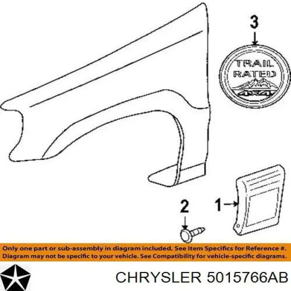 Молдинг крыла переднего правого 05015766AA Chrysler