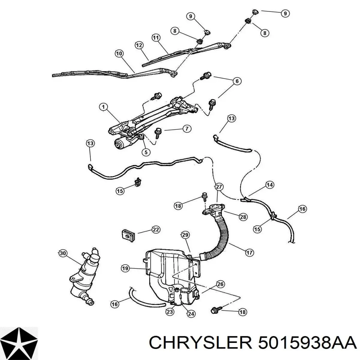 5015938AA Chrysler насос-мотор омывателя стекла переднего