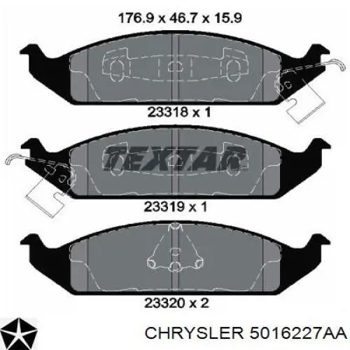 Передние тормозные колодки 5016227AA Chrysler