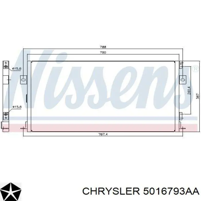 Радиатор кондиционера 5016793AA Chrysler