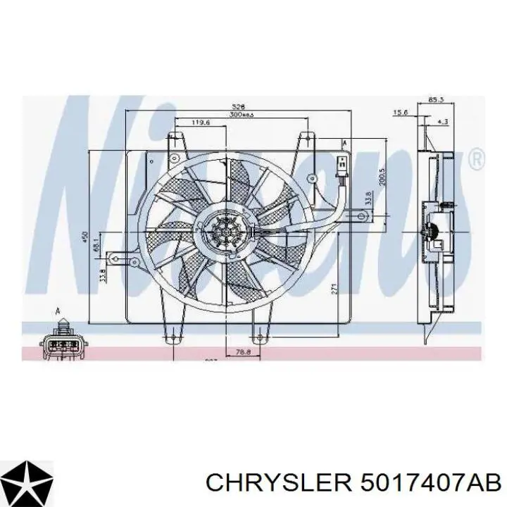 Диффузор радиатора охлаждения в сборе с мотором и крыльчаткой Chrysler 5017407AB цена, от 114.04 USD