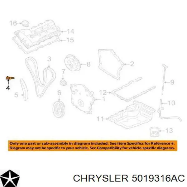 Поршень и шатун комплект Chrysler 5019316AC цена, от 66.46 USD