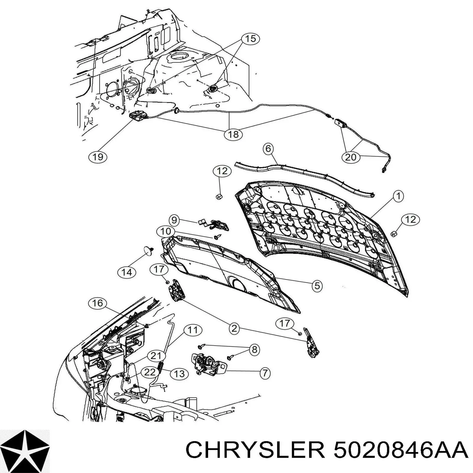 Замок капота Chrysler 5020846AA цена, от 29.86 USD