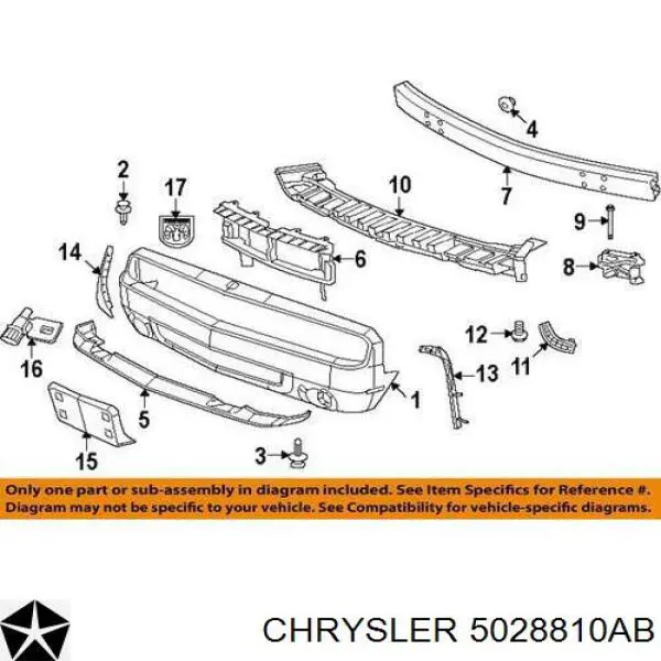 05028810AB Chrysler абсорбер (наполнитель бампера переднего)