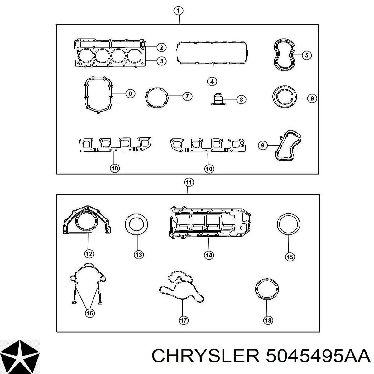 5045495AA Chrysler прокладка выпускного коллектора левая