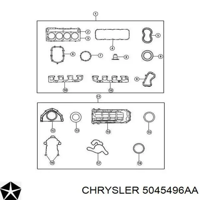 5045496AA Chrysler vedante direito de tubo coletor de escape