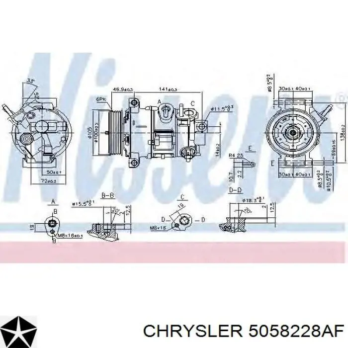 Компрессор кондиционера 5058228AF Chrysler