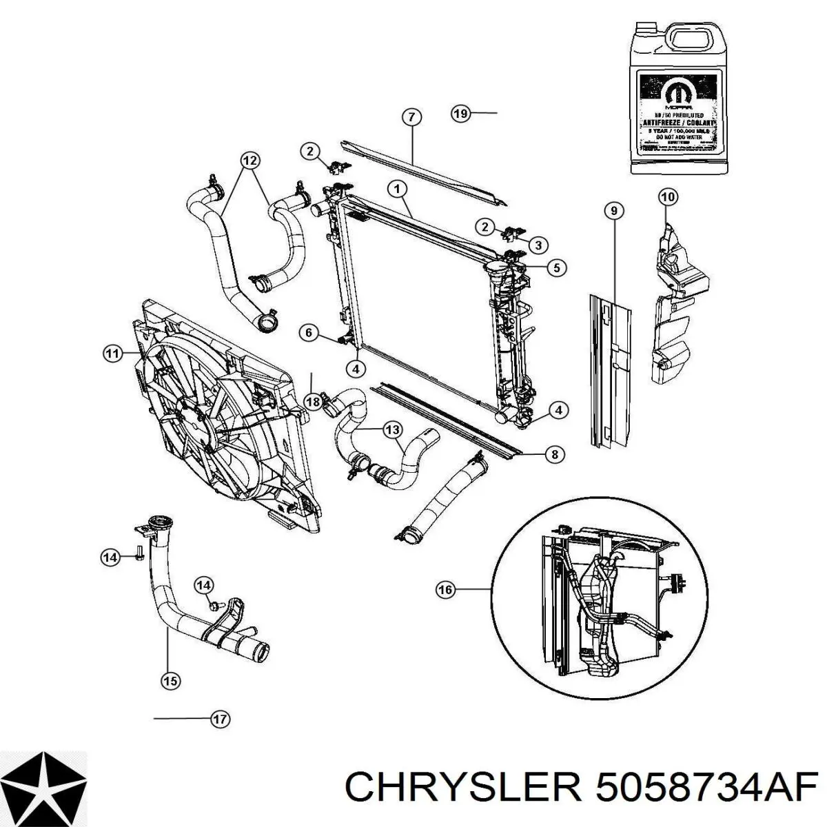 5058734AF Chrysler Шланг системы охлаждения