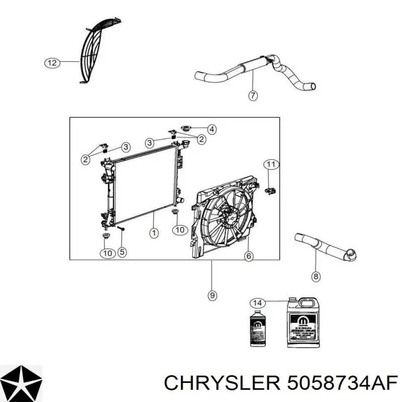 Купить 5058734AF Chrysler Патрубок радиатора