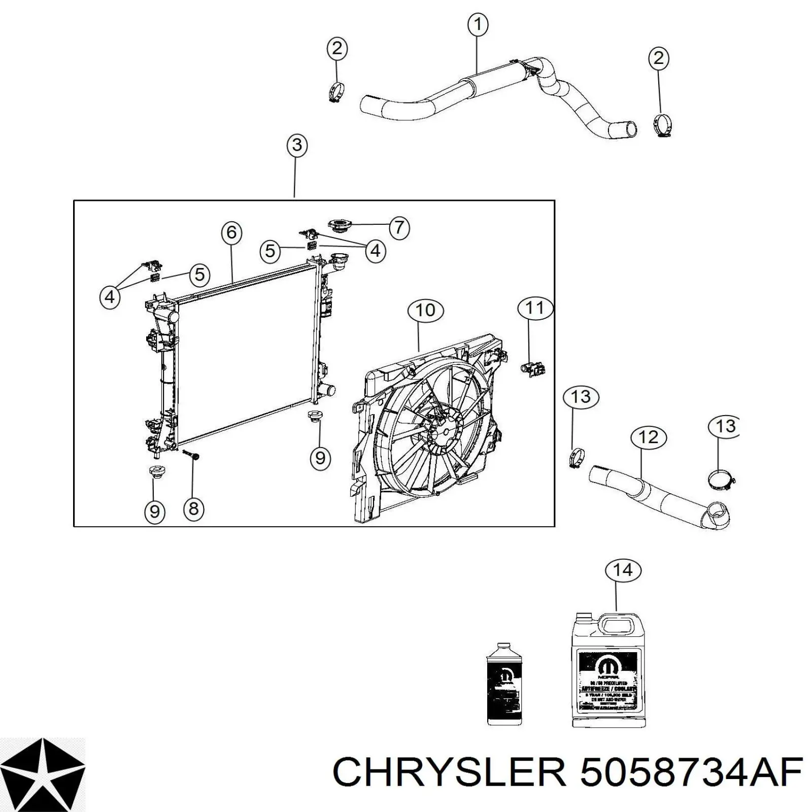 Шланг радиатора охлаждения Chrysler 5058734AF цена, от 25.14 USD
