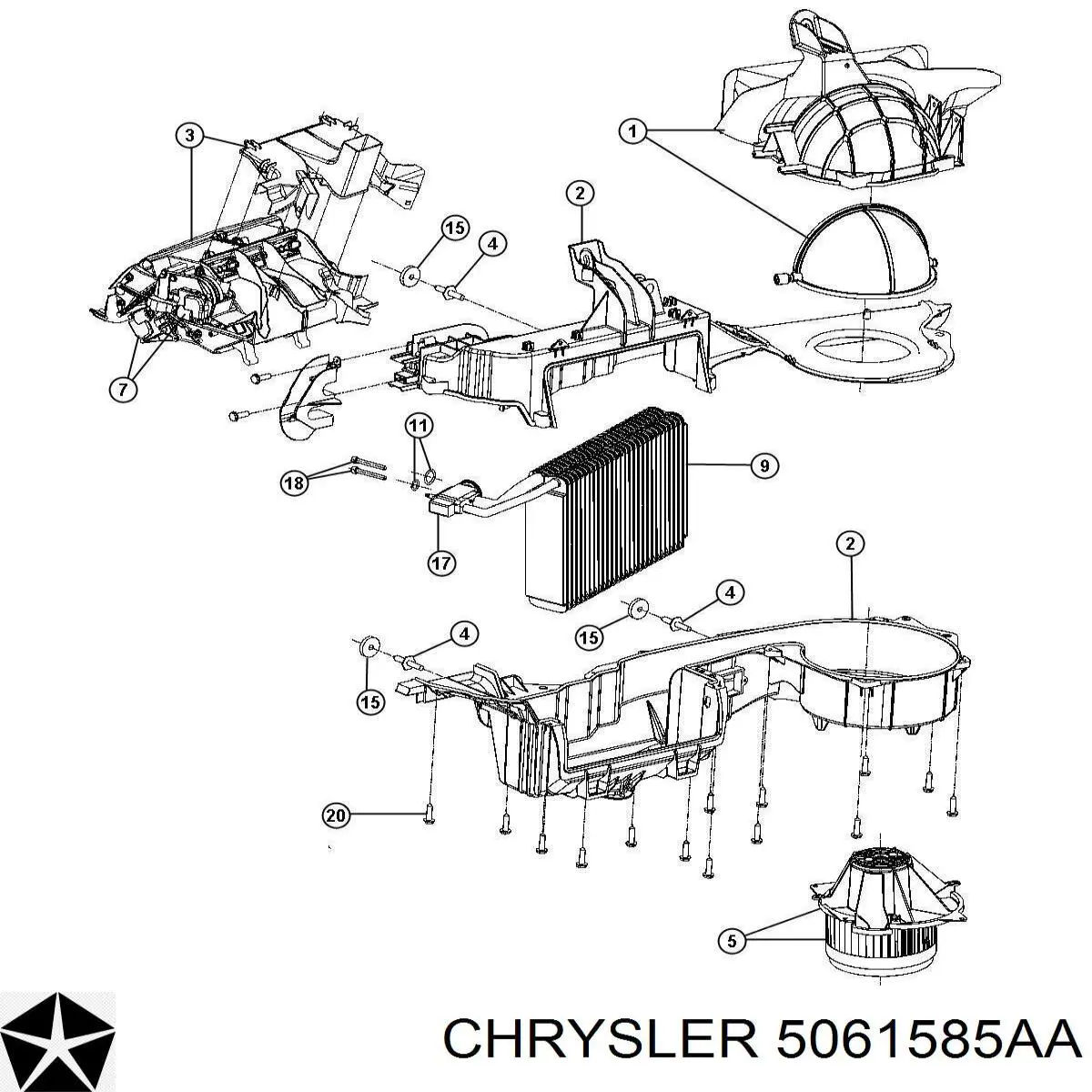 5061585AA Chrysler испаритель кондиционера