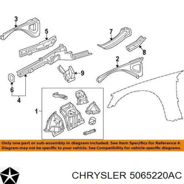 5065220AC Chrysler Подкрылок крыла заднего правый
