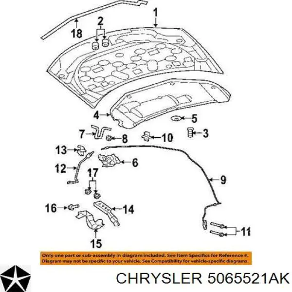 Обшивка капота Chrysler 5065521AK цена, от 101.58 USD